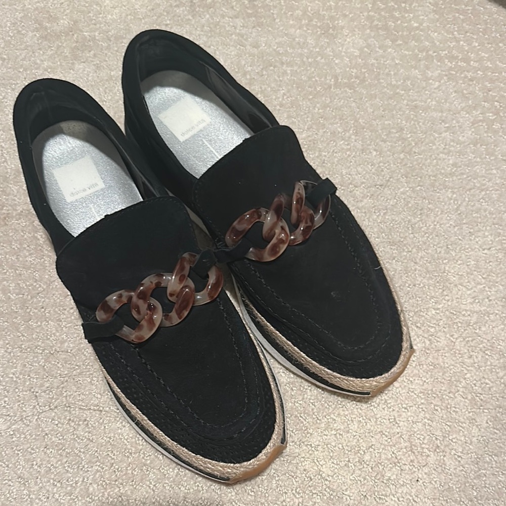 Dolce Vita Black ‘sneaker’ Loafers with Chain Detail - size 12